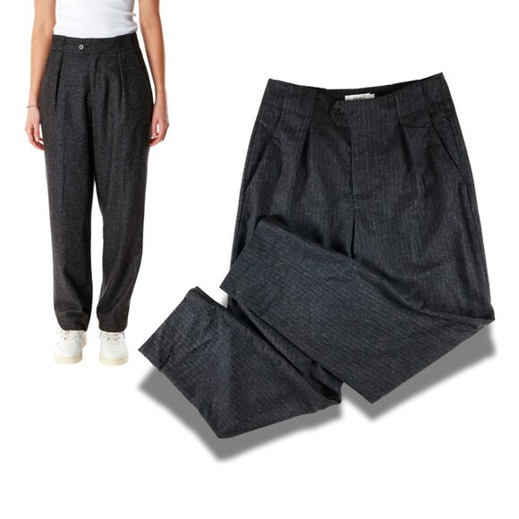 CLOSED Charcoal Stripe MAWSON Wool Blend High Waist Trousers Size 28 - Picture 1 of 10